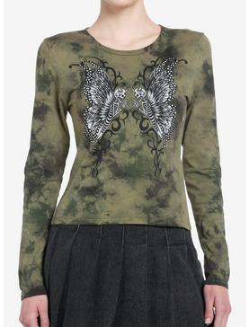 Thorn & Fable Skeleton Fairy Green Wash Girls Long-Sleeve T-Shirt, , hi-res