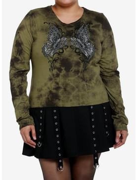 Thorn & Fable Skeleton Fairy Green Wash Girls Long-Sleeve T-Shirt Plus Size, , hi-res