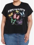 Social Collision Equality Butterflies Crop T-Shirt Plus Size, BLACK, hi-res