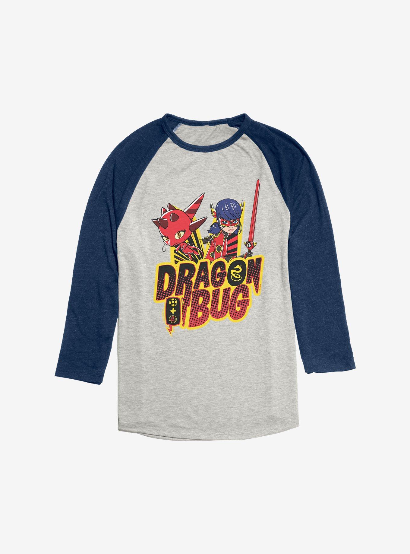Miraculous: Tales Of Ladybug & Cat Noir Dragonbug Pose Raglan T-Shirt, Oatmeal With Navy, hi-res