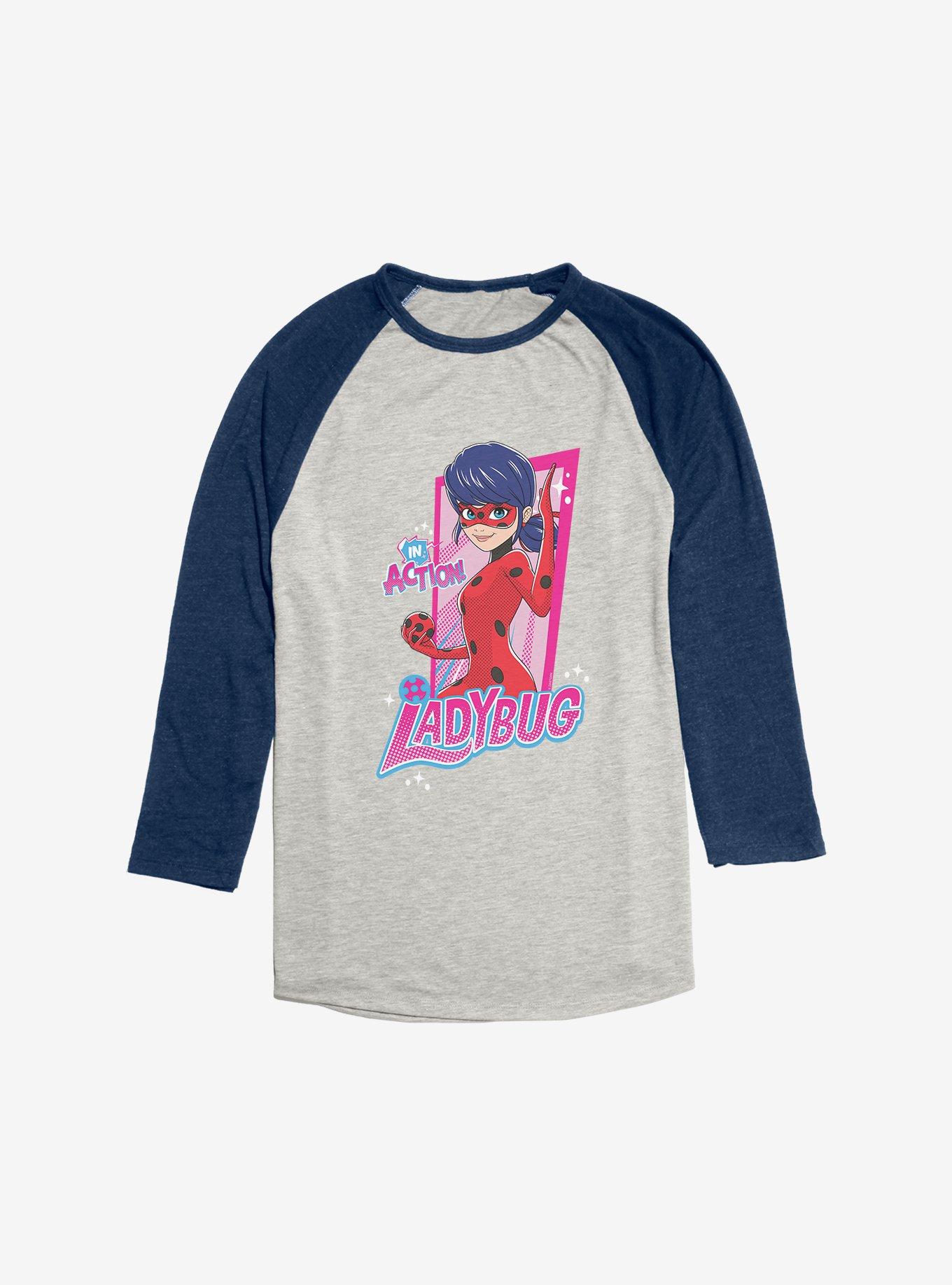 Miraculous: Tales Of Ladybug & Cat Noir In Action Ladybug Raglan T-Shirt, Oatmeal With Navy, hi-res