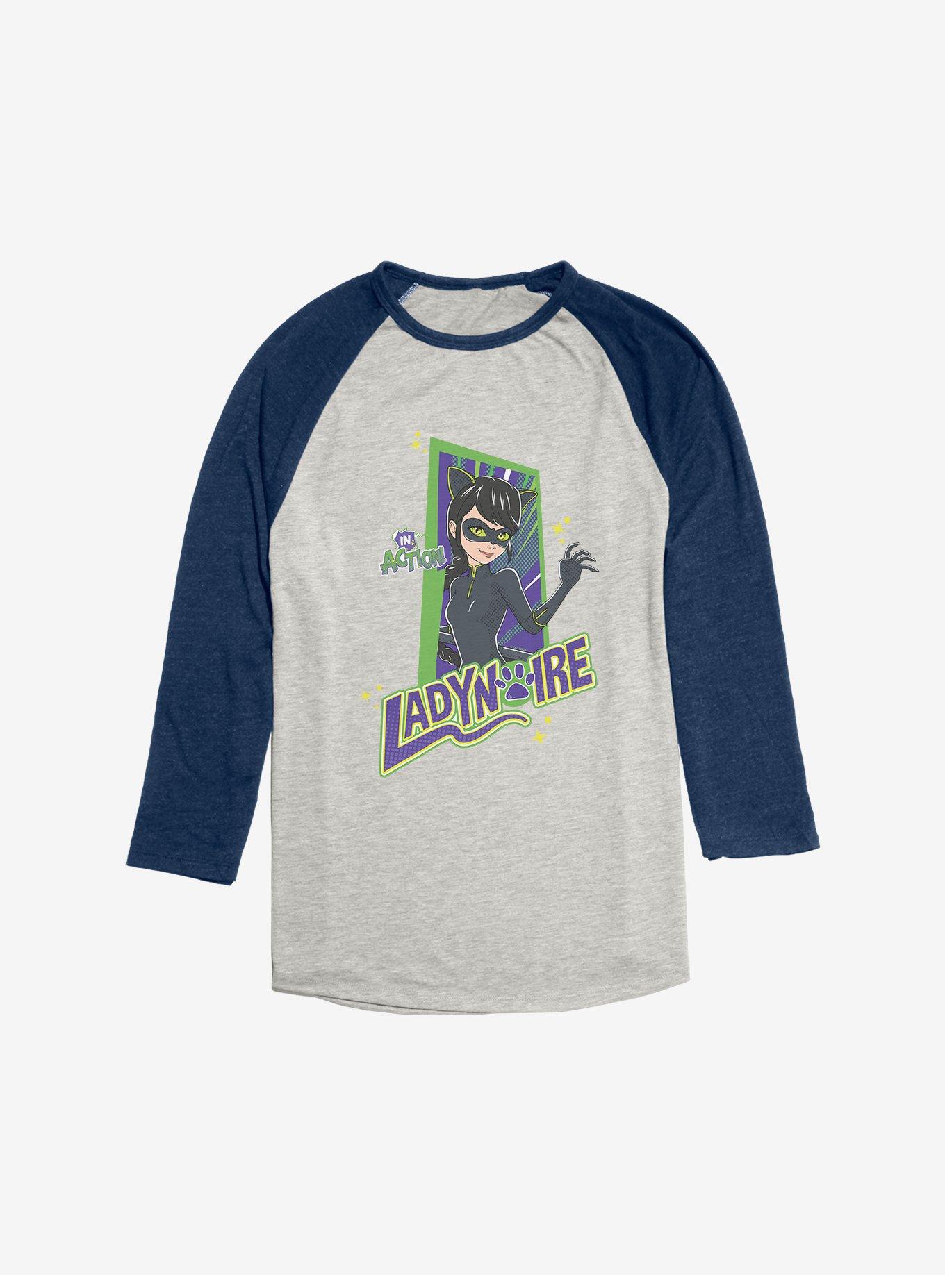 Miraculous: Tales Of Ladybug & Cat Noir In Action Ladynoire Raglan T-Shirt, Oatmeal With Navy, hi-res