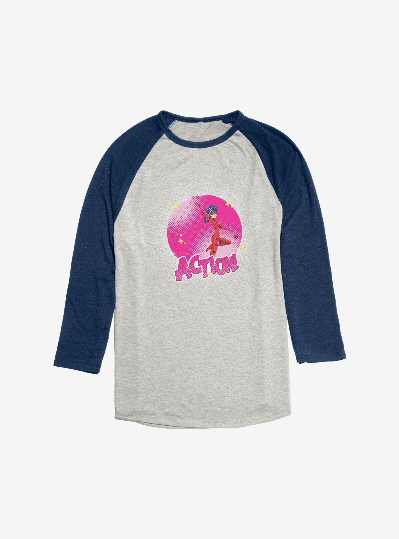 Miraculous: Tales Of Ladybug & Cat Noir Ladybug Action Raglan T-Shirt, Oatmeal With Navy, hi-res