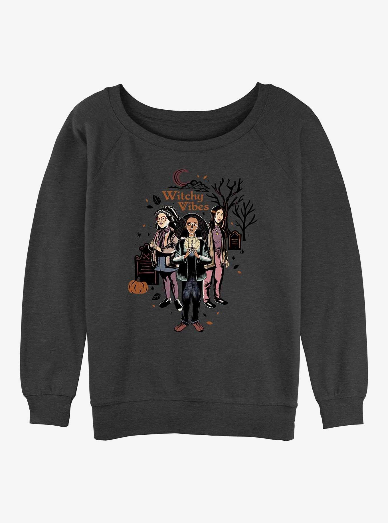 Disney Hocus Pocus Witchy Vibes Girls Sweatshirt, CHAR HTR, hi-res