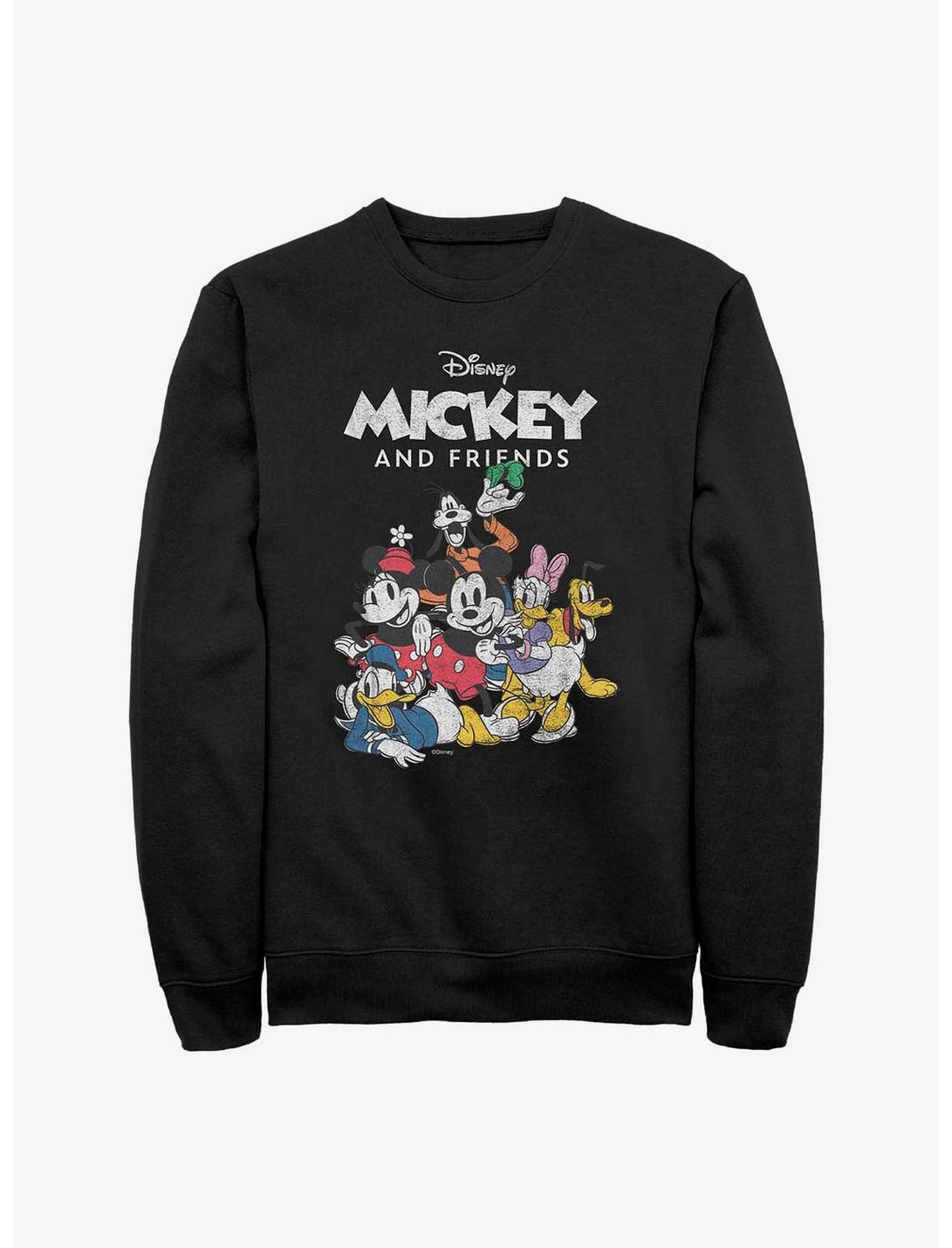 Disney Mickey Mouse Vintage Friends Group Sweatshirt, BLACK, hi-res