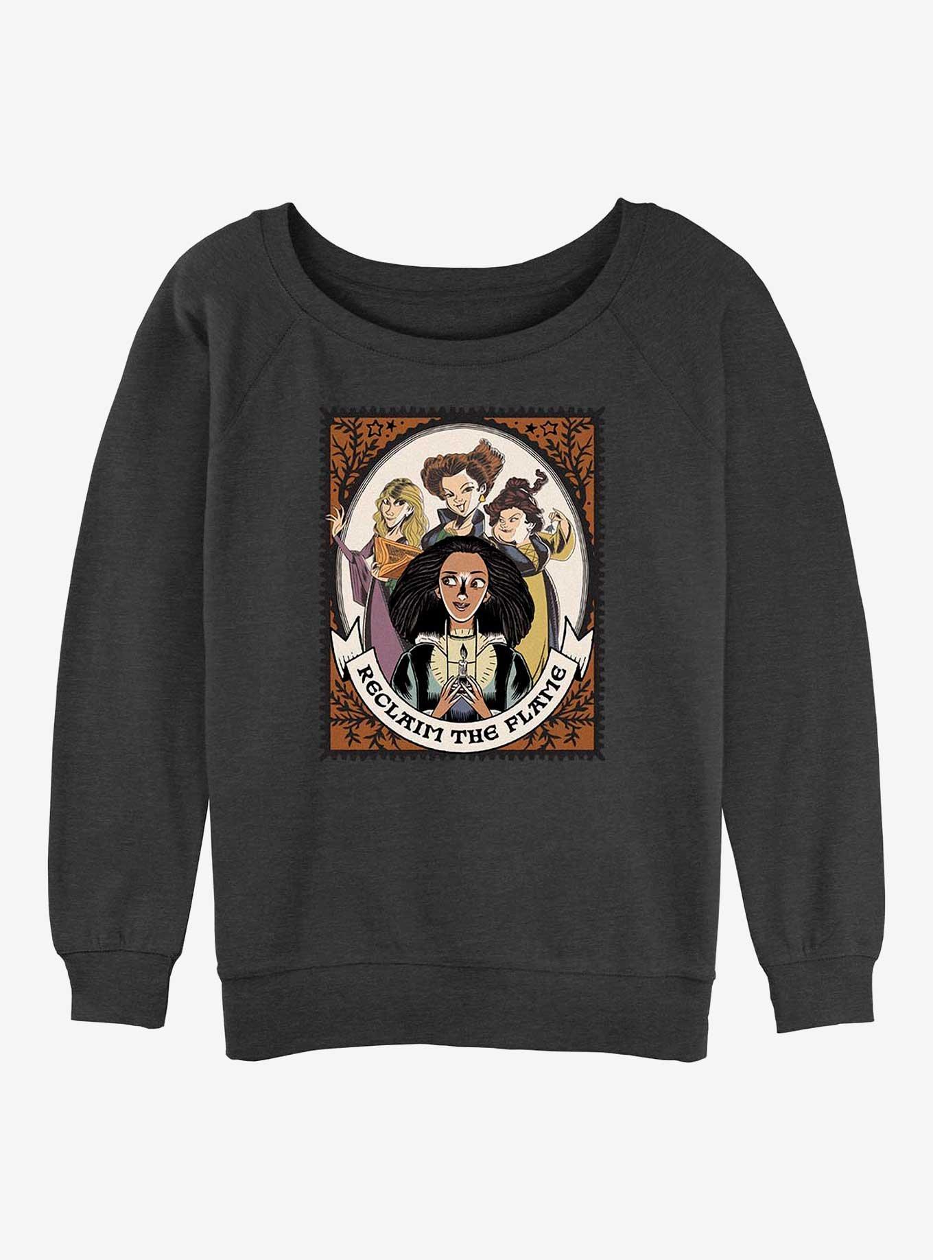 Disney Hocus Pocus Reclaim The Flame Stamp Girls Sweatshirt, CHAR HTR, hi-res
