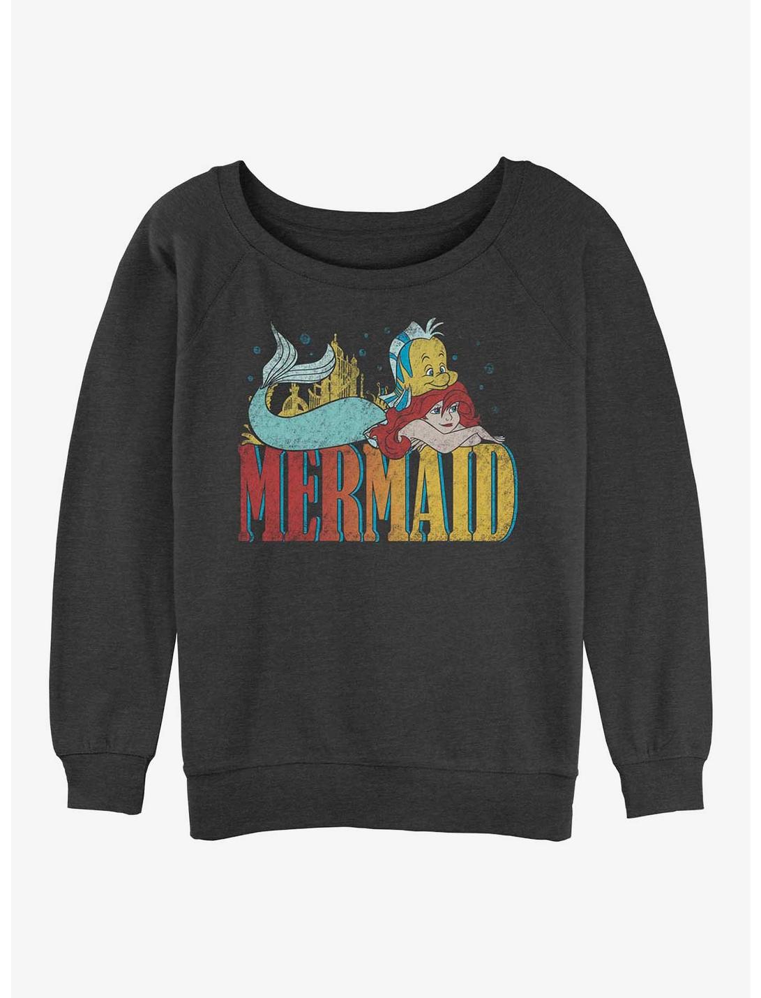 Disney The Little Mermaid Vintage Gradient Girls Sweatshirt, CHAR HTR, hi-res