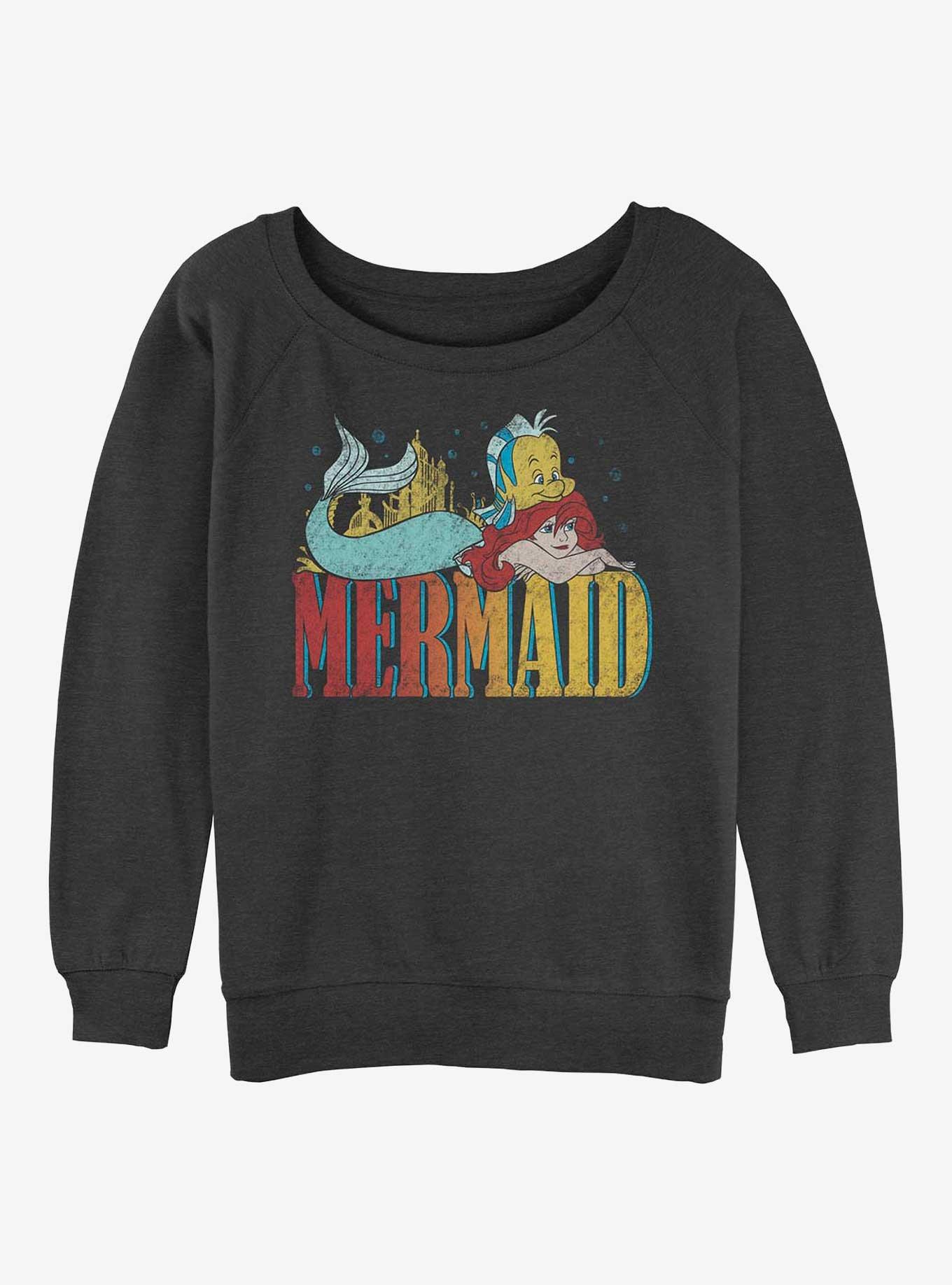 Disney The Little Mermaid Vintage Gradient Girls Sweatshirt, CHAR HTR, hi-res