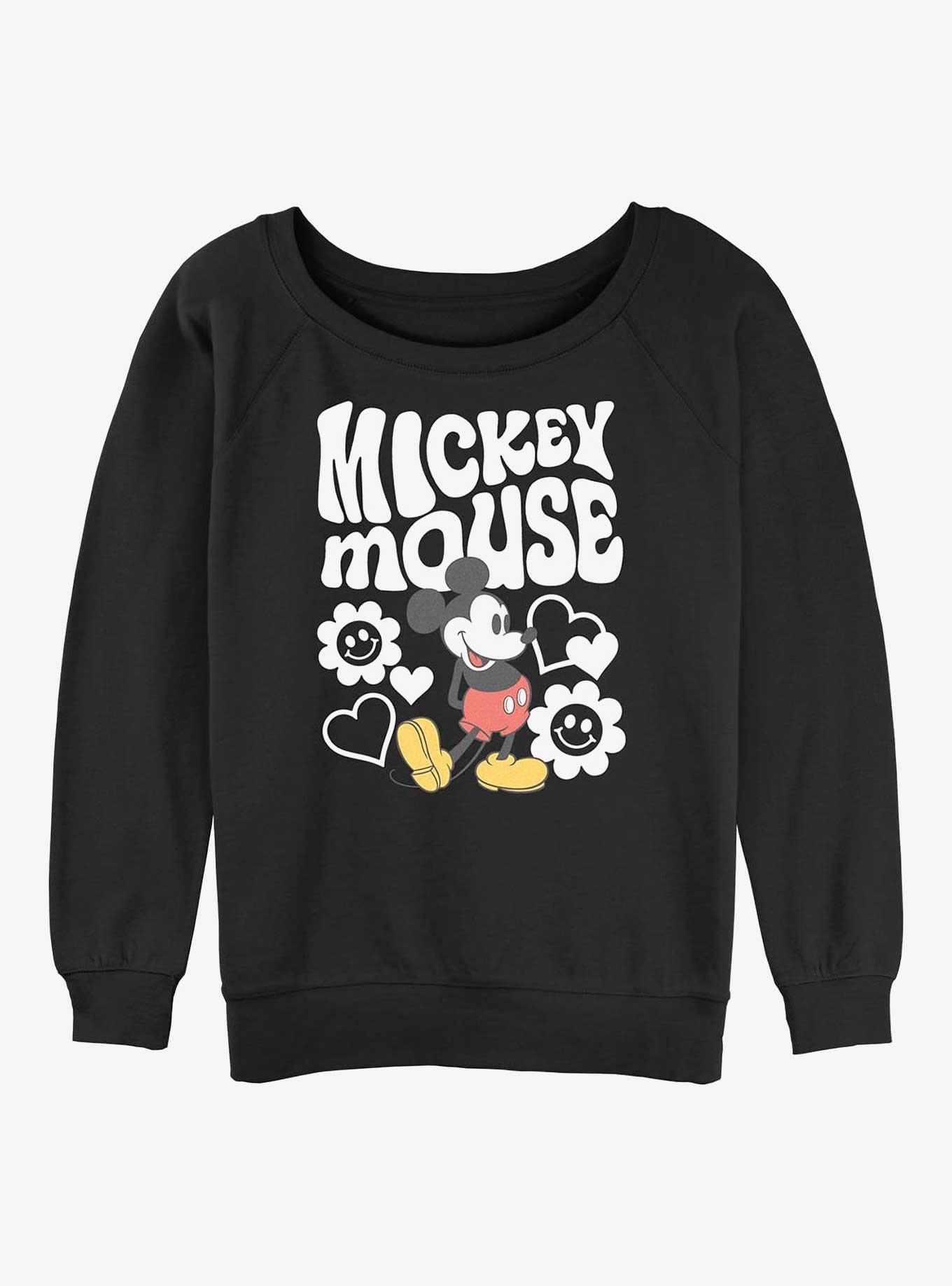 Disney Mickey Mouse Groovy And Flowers Girls Sweatshirt, BLACK, hi-res