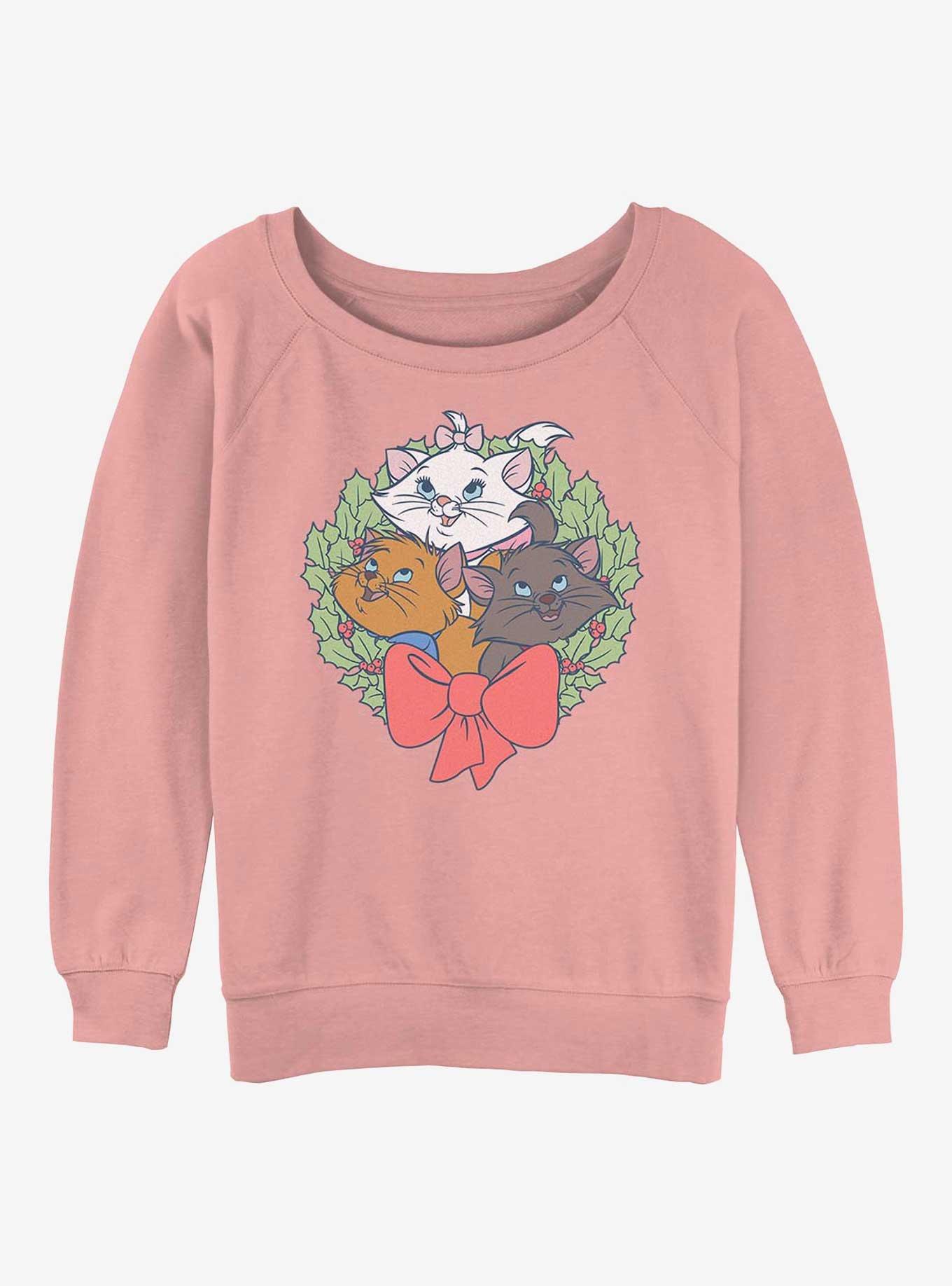 Disney The Aristocats Kitten Wreath Womens Slouchy Sweatshirt, DESERTPNK, hi-res