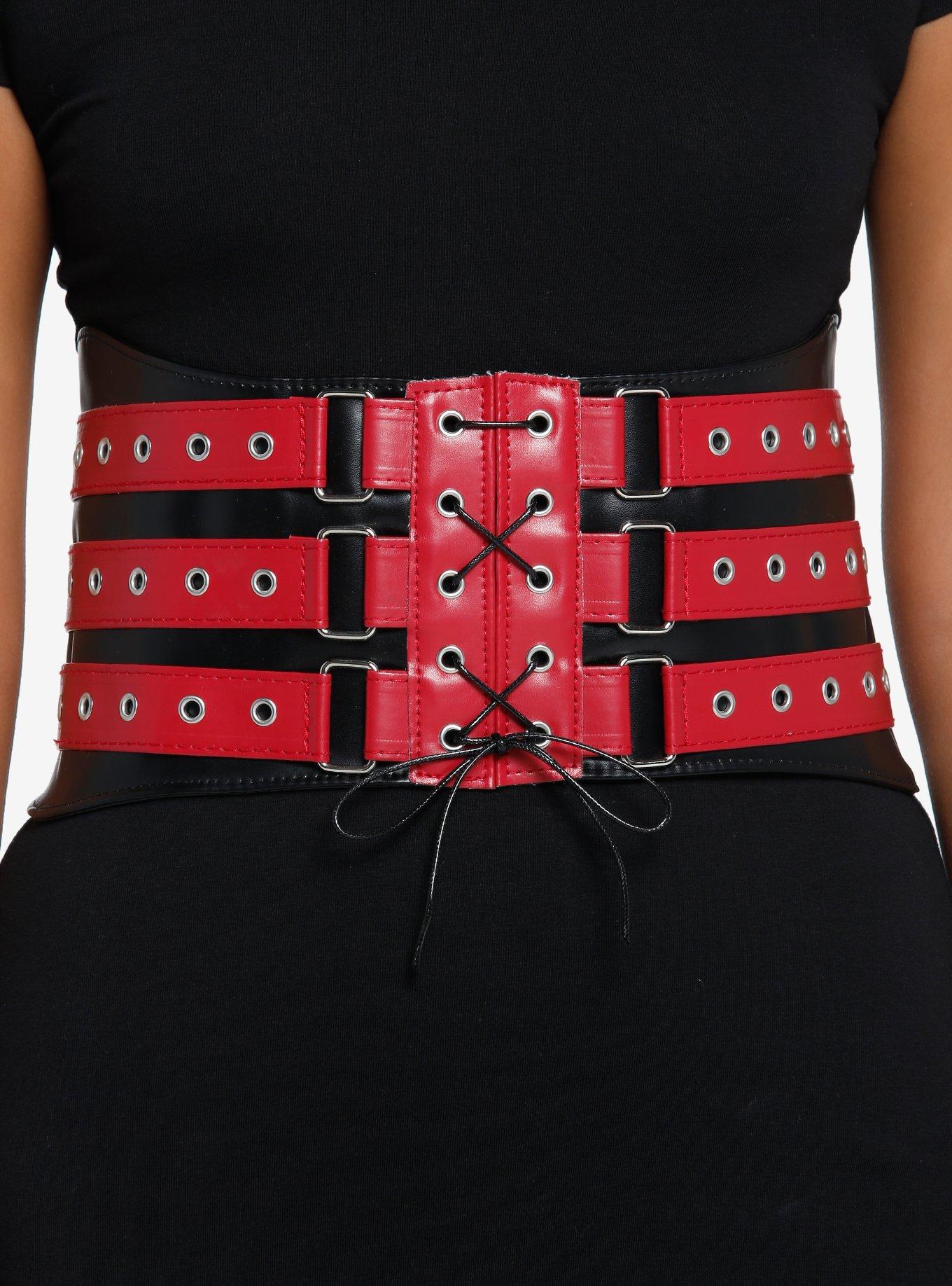 Red Grommet Buckle Corset, MULTI, hi-res