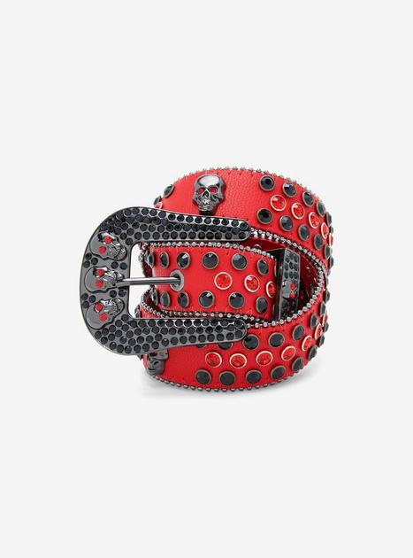 Red & Black Skull Bling Belt | Hot Topic