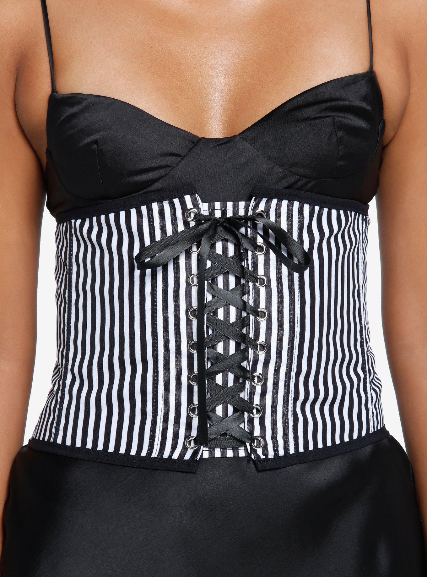 Black and sale white striped bustier