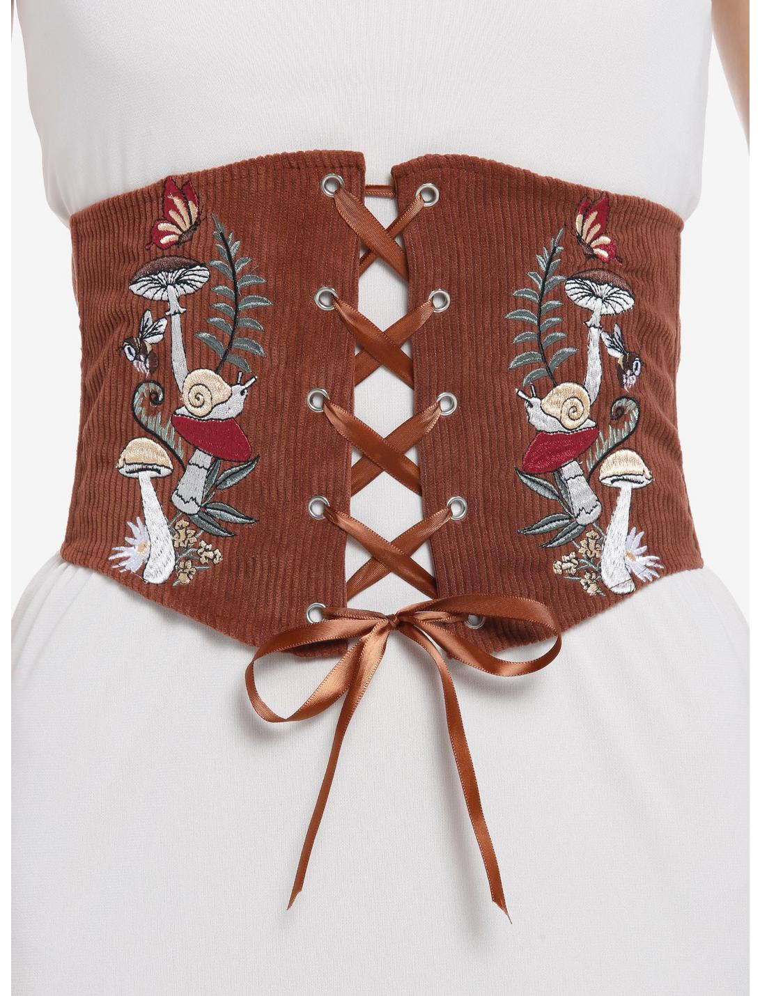 Brown Cottagecore Embroidered Corset, MULTI, hi-res