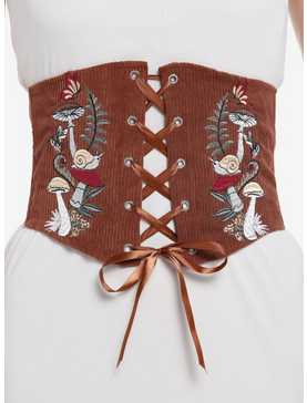 Brown Cottagecore Embroidered Corset, , hi-res