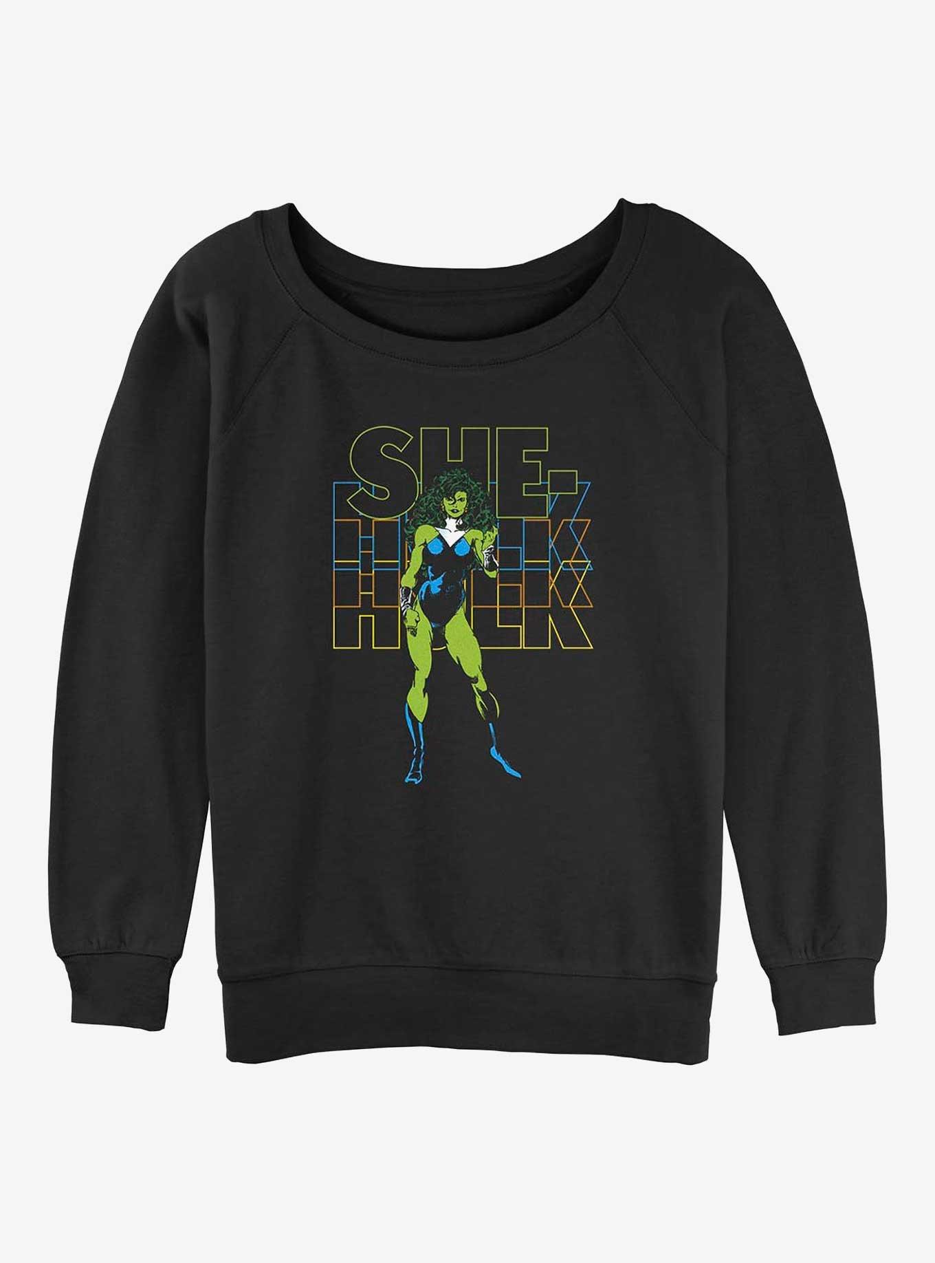 Marvel Hulk She-Hulk Womens Slouchy Sweatshirt, BLACK, hi-res