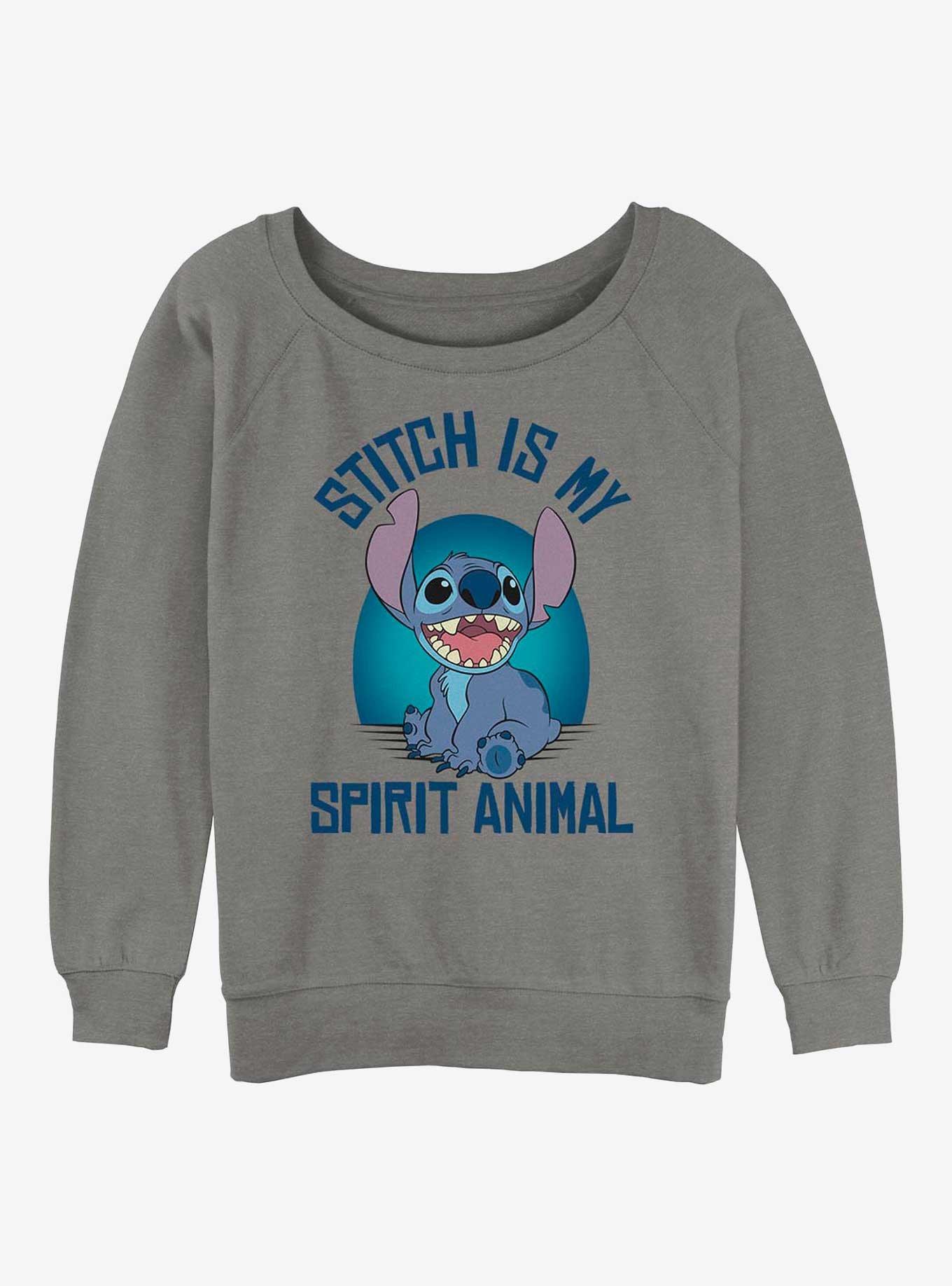 Disney Lilo & Stitch Spirit Animal Womens Slouchy Sweatshirt, GRAY HTR, hi-res