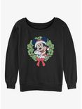 Disney Mickey Mouse Christmas Wreath Womens Slouchy Sweatshirt, BLACK, hi-res