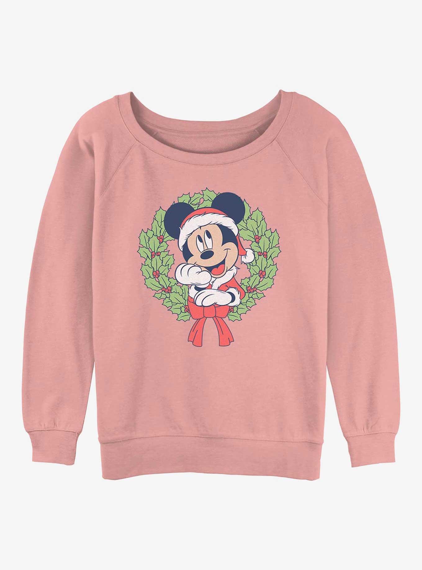 Disney Mickey Mouse Christmas Wreath Womens Slouchy Sweatshirt, , hi-res