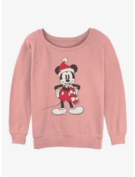 Disney Mickey Mouse Santa Hat Womens Slouchy Sweatshirt, , hi-res