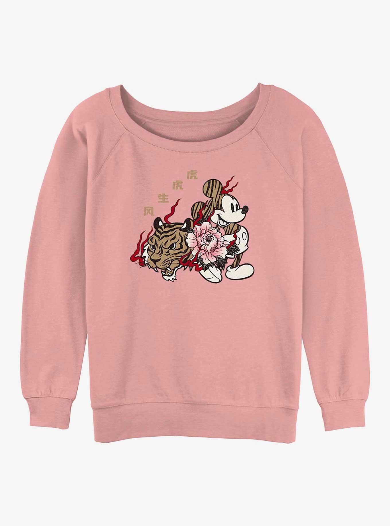 Disney Mickey Mouse New Year Mickey Womens Slouchy Sweatshirt, DESERTPNK, hi-res