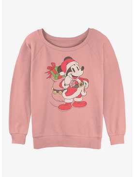 Disney Mickey Mouse Santa Mickey Womens Slouchy Sweatshirt, , hi-res