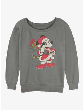 Disney Mickey Mouse Santa Mickey Womens Slouchy Sweatshirt, , hi-res