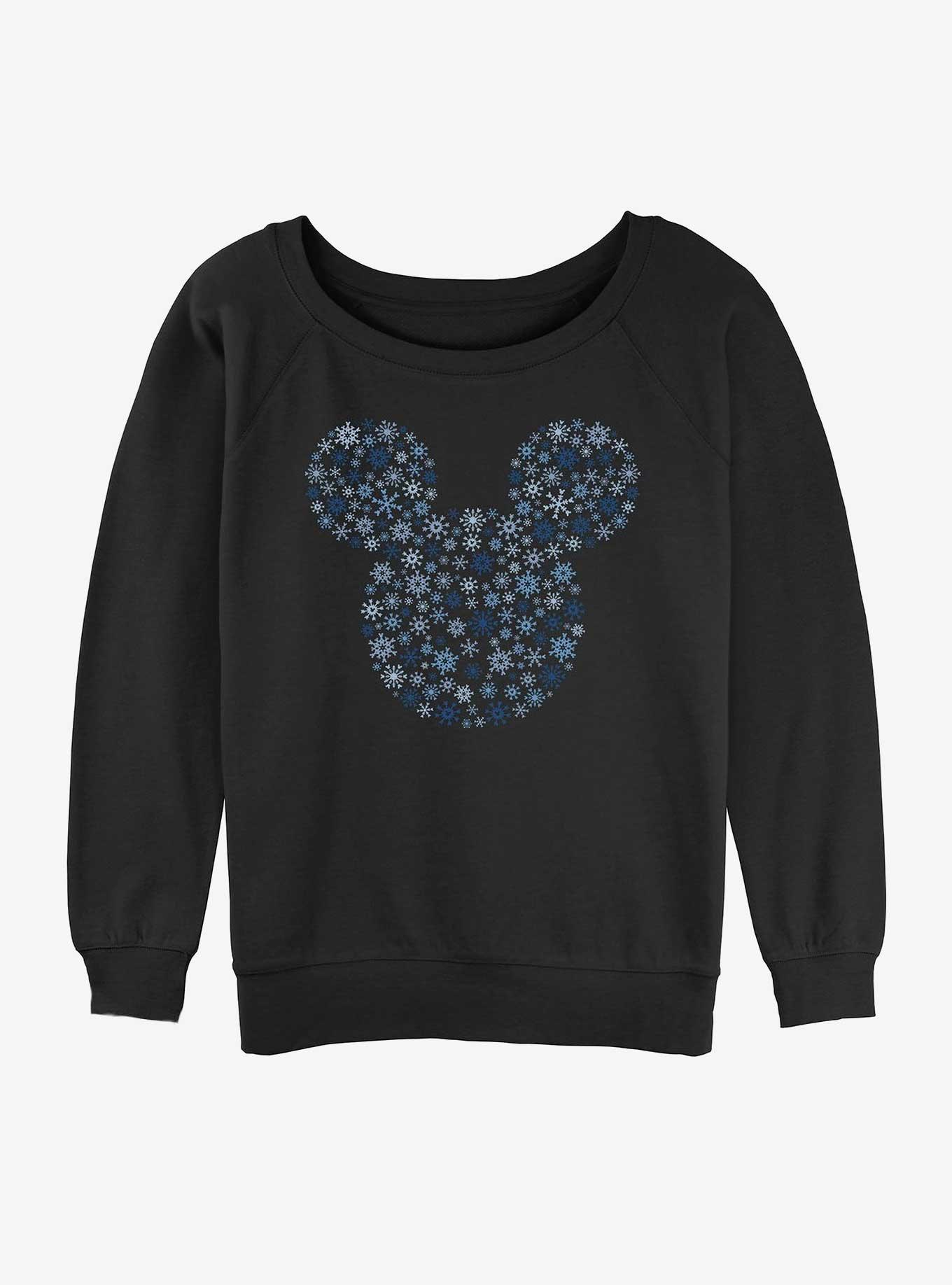 Disney Mickey Mouse Snowflakes Ear Womens Slouchy Sweatshirt, , hi-res