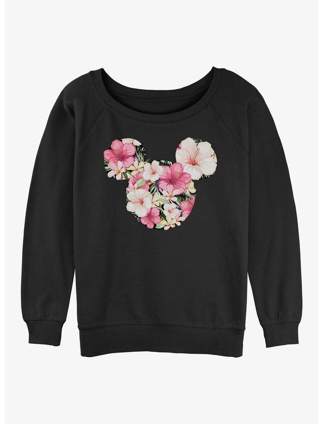 Disney Mickey Mouse Tropical Mouse Womens Slouchy Sweatshirt, BLACK, hi-res