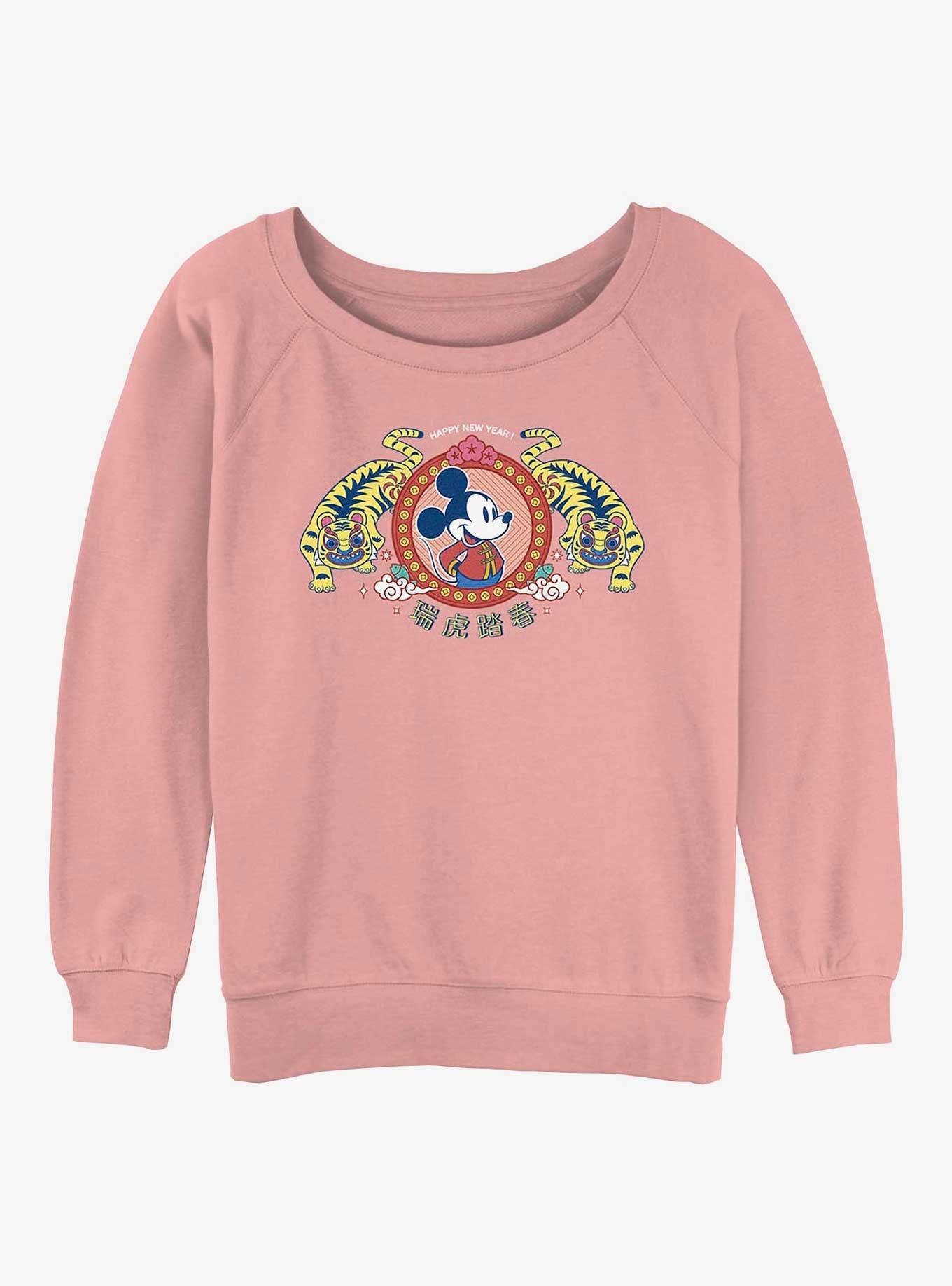 Disney Mickey Mouse Twin Tigers Womens Slouchy Sweatshirt, DESERTPNK, hi-res