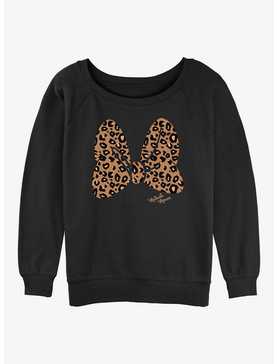 Disney Minnie Mouse Animal Print Bow Womens Slouchy Sweatshirt, , hi-res