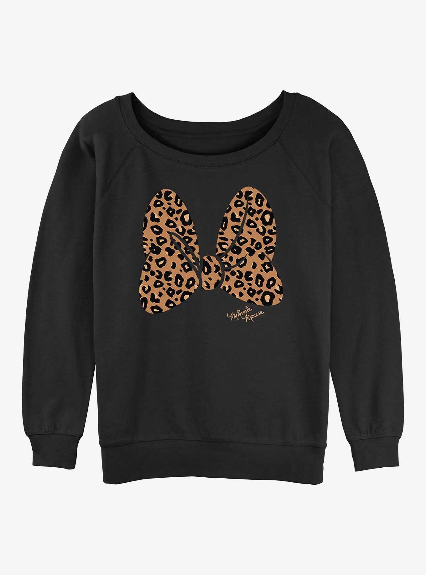 Disney Minnie Mouse Animal Print Bow Womens Slouchy Sweatshirt, , hi-res