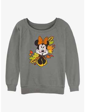 Disney Minnie Mouse Fall Leaves Womens Slouchy Sweatshirt, , hi-res