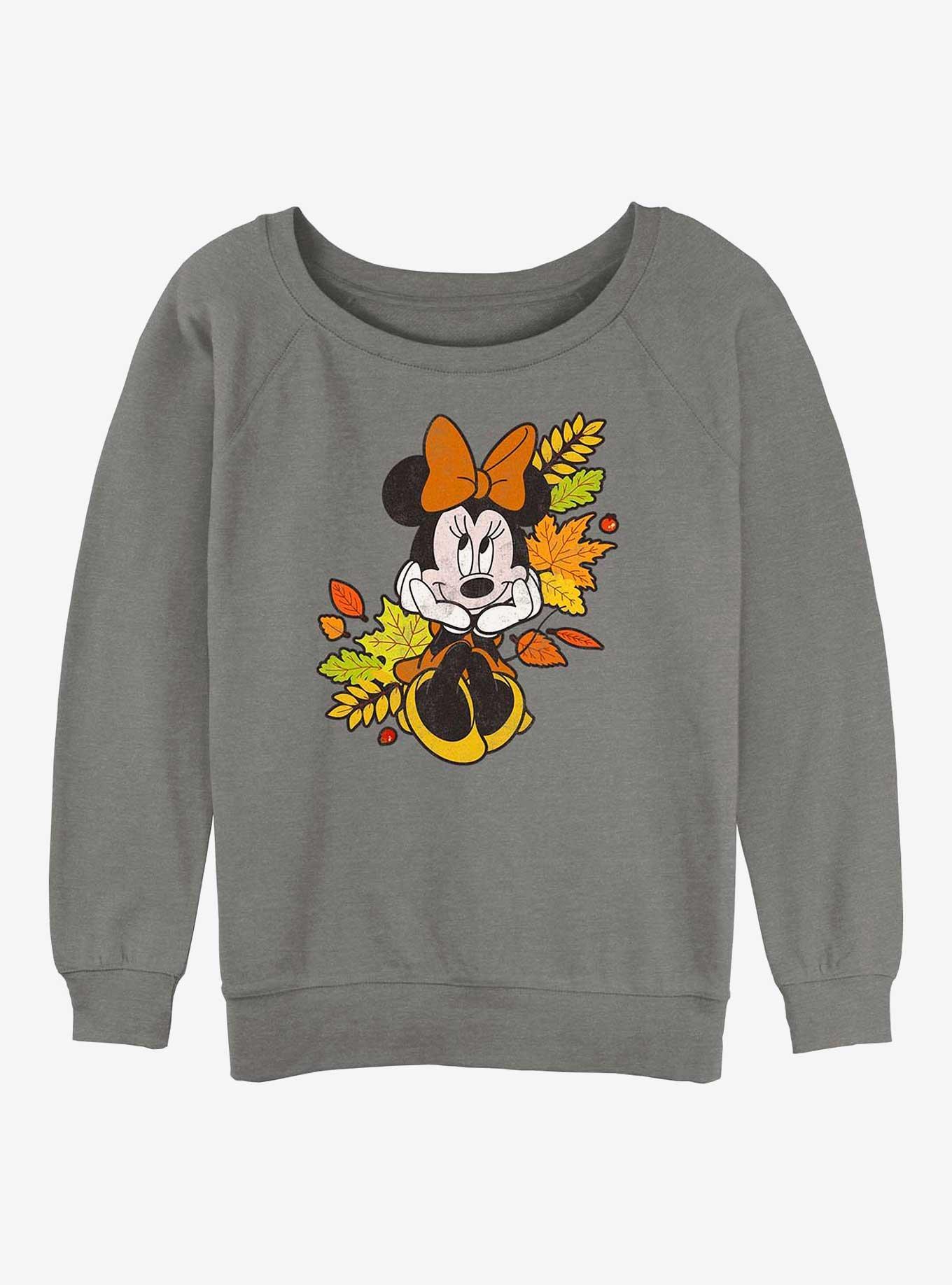 Disney Minnie Mouse Fall Leaves Womens Slouchy Sweatshirt, , hi-res