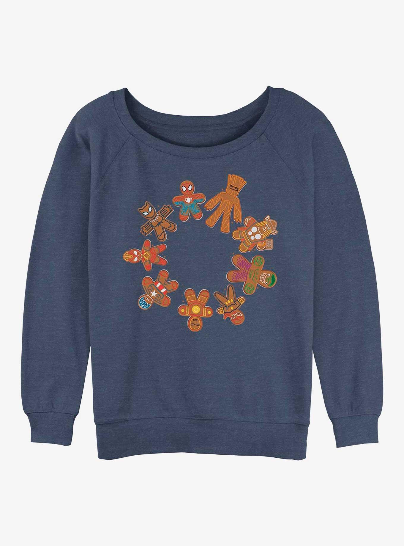 Marvel Gingerbread Cookie Circle Womens Slouchy Sweatshirt, BLUEHTR, hi-res