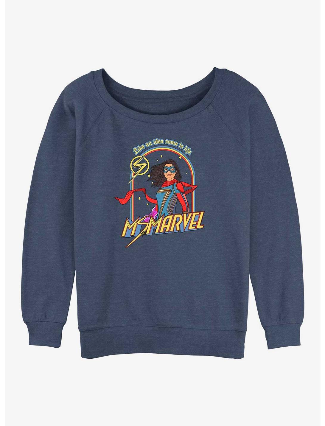 Marvel Ms. Marvel Come To Life Womens Slouchy Sweatshirt, BLUEHTR, hi-res