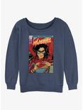 Marvel Ms. Marvel Comic Cover Womens Slouchy Sweatshirt, BLUEHTR, hi-res