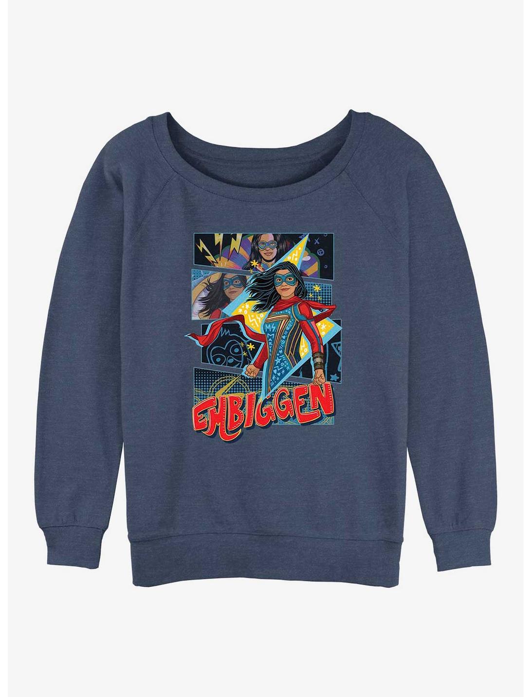 Marvel Ms. Marvel Embiggen Womens Slouchy Sweatshirt, BLUEHTR, hi-res