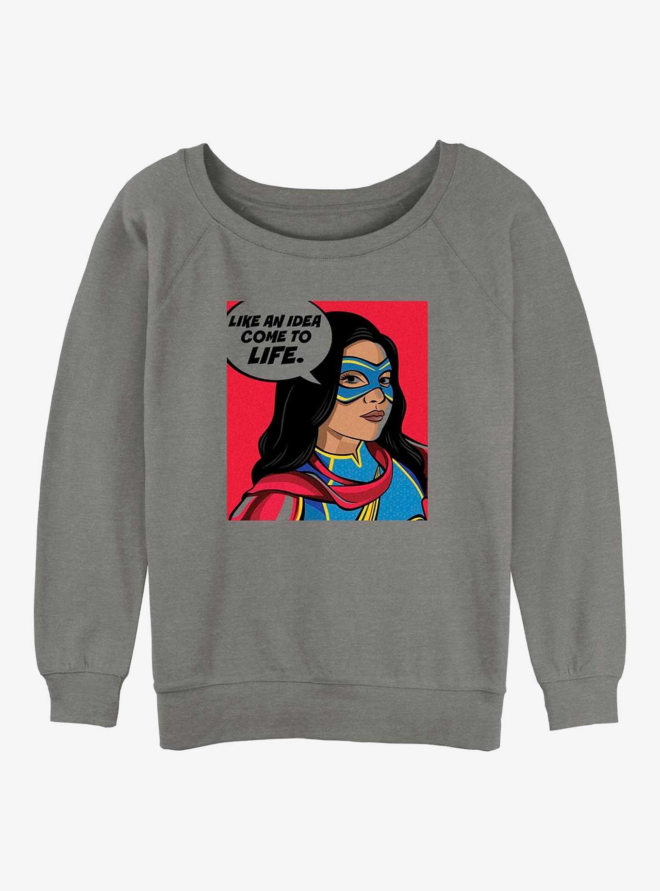 Marvel Ms. Marvel Idea Come To Life Womens Slouchy Sweatshirt, GRAY HTR, hi-res