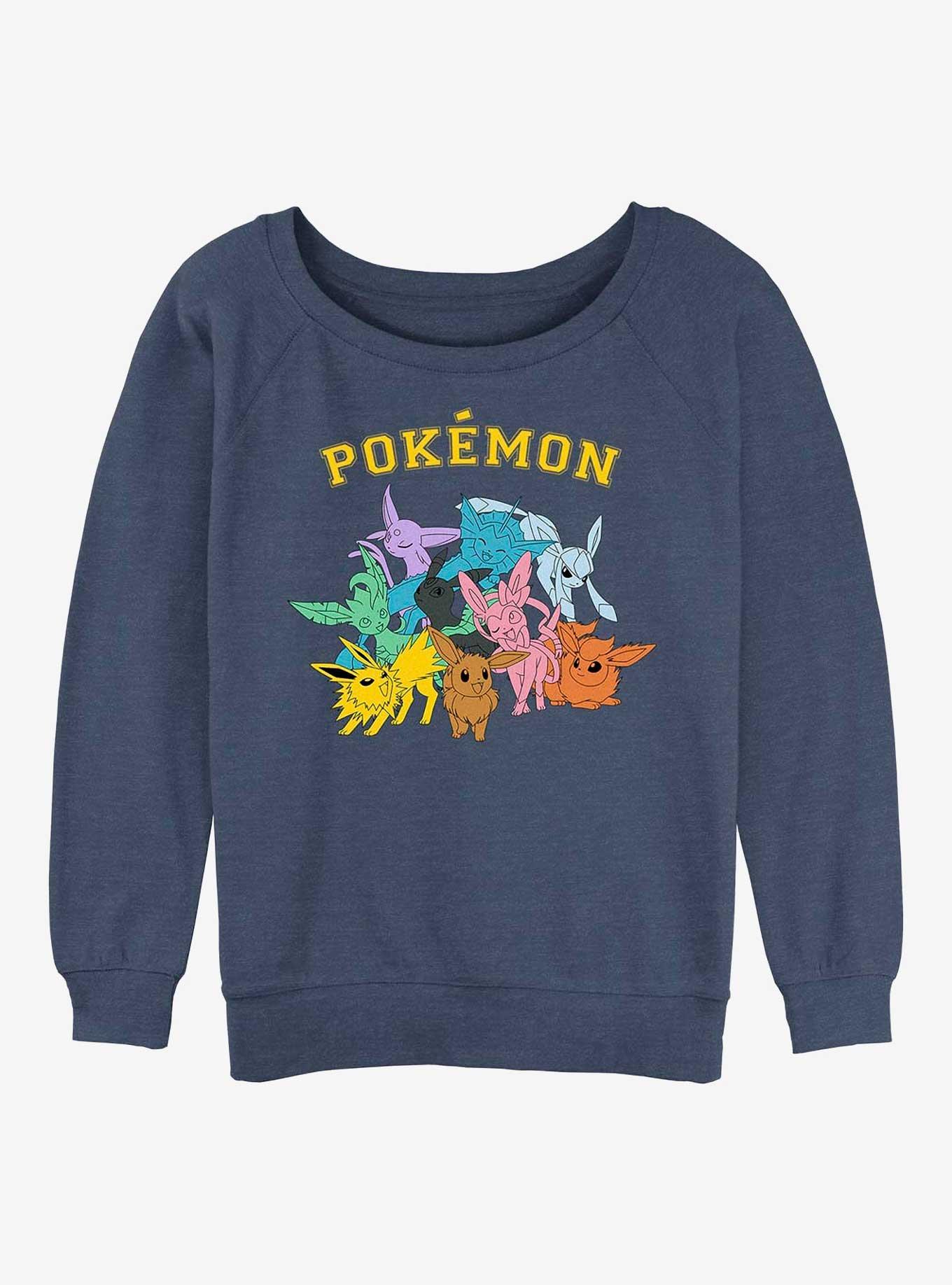 Pokemon Gotta Catch Eeveelutions Womens Slouchy Sweatshirt, BLUEHTR, hi-res