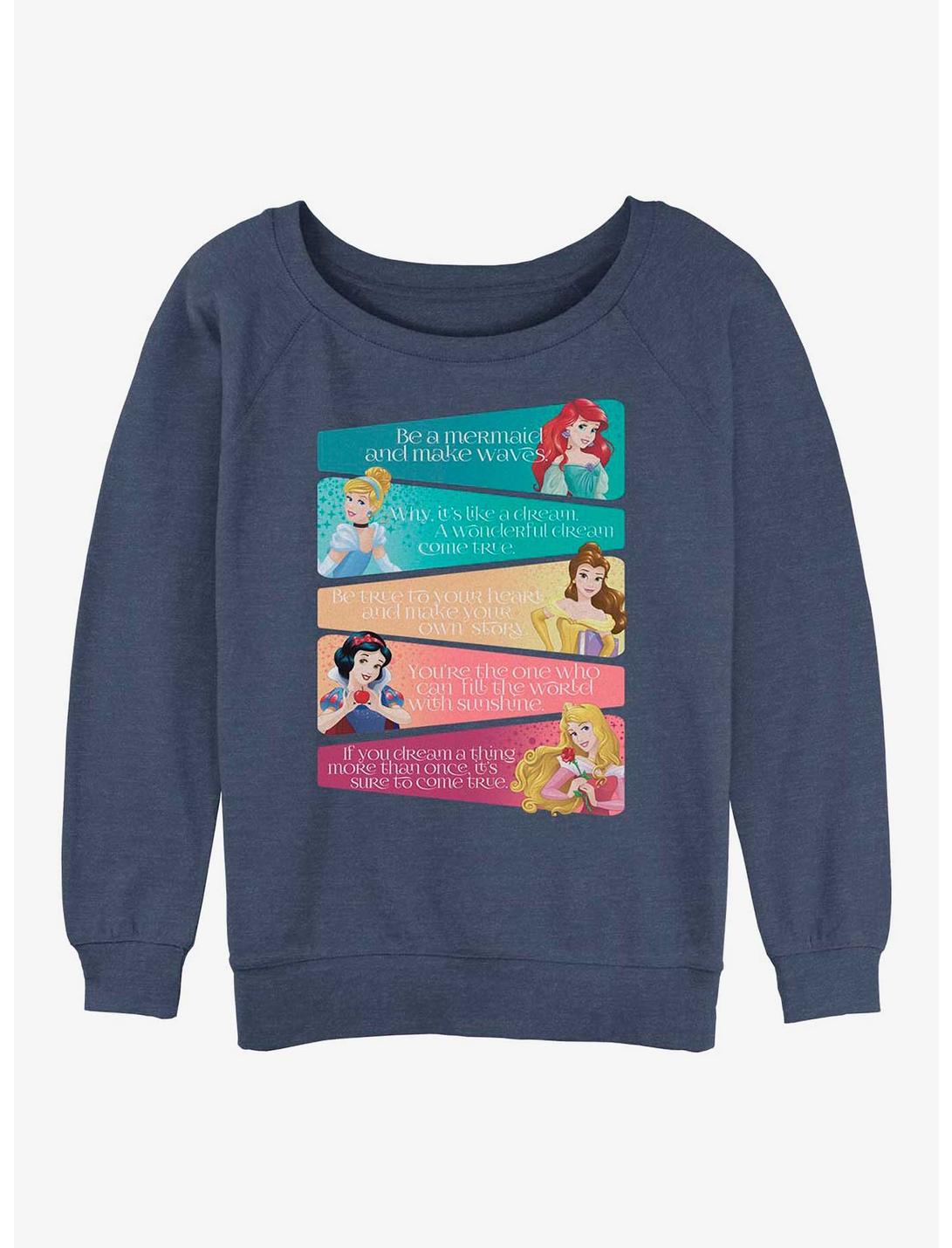 Disney Princesses Princess Adjectives Womens Slouchy Sweatshirt, BLUEHTR, hi-res