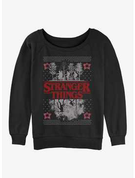 Stranger Things Upside Down Ugly Christmas Womens Slouchy Sweatshirt, , hi-res