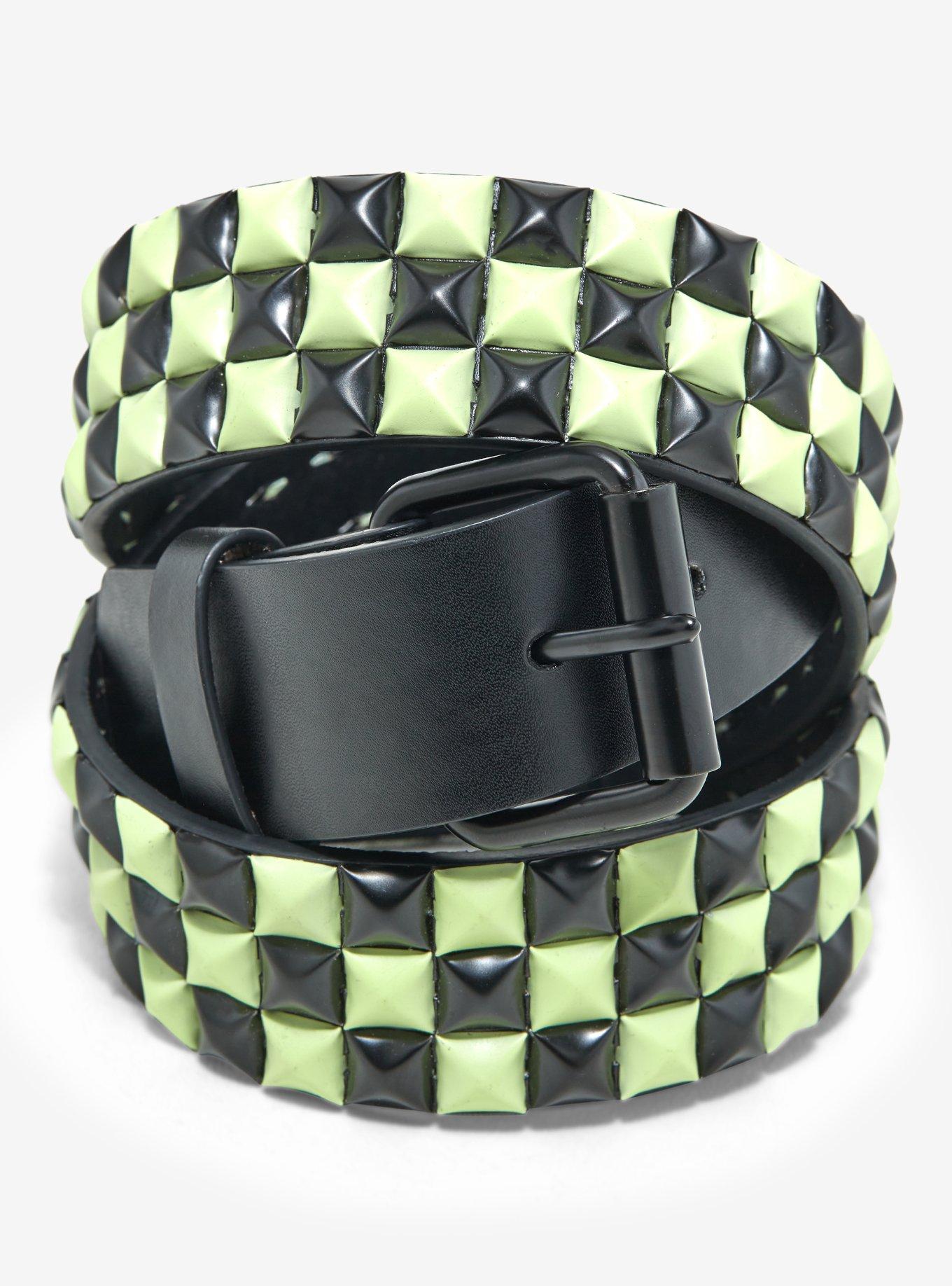 Black & Glow-In-The-Dark Pyramid Stud Belt | Hot Topic