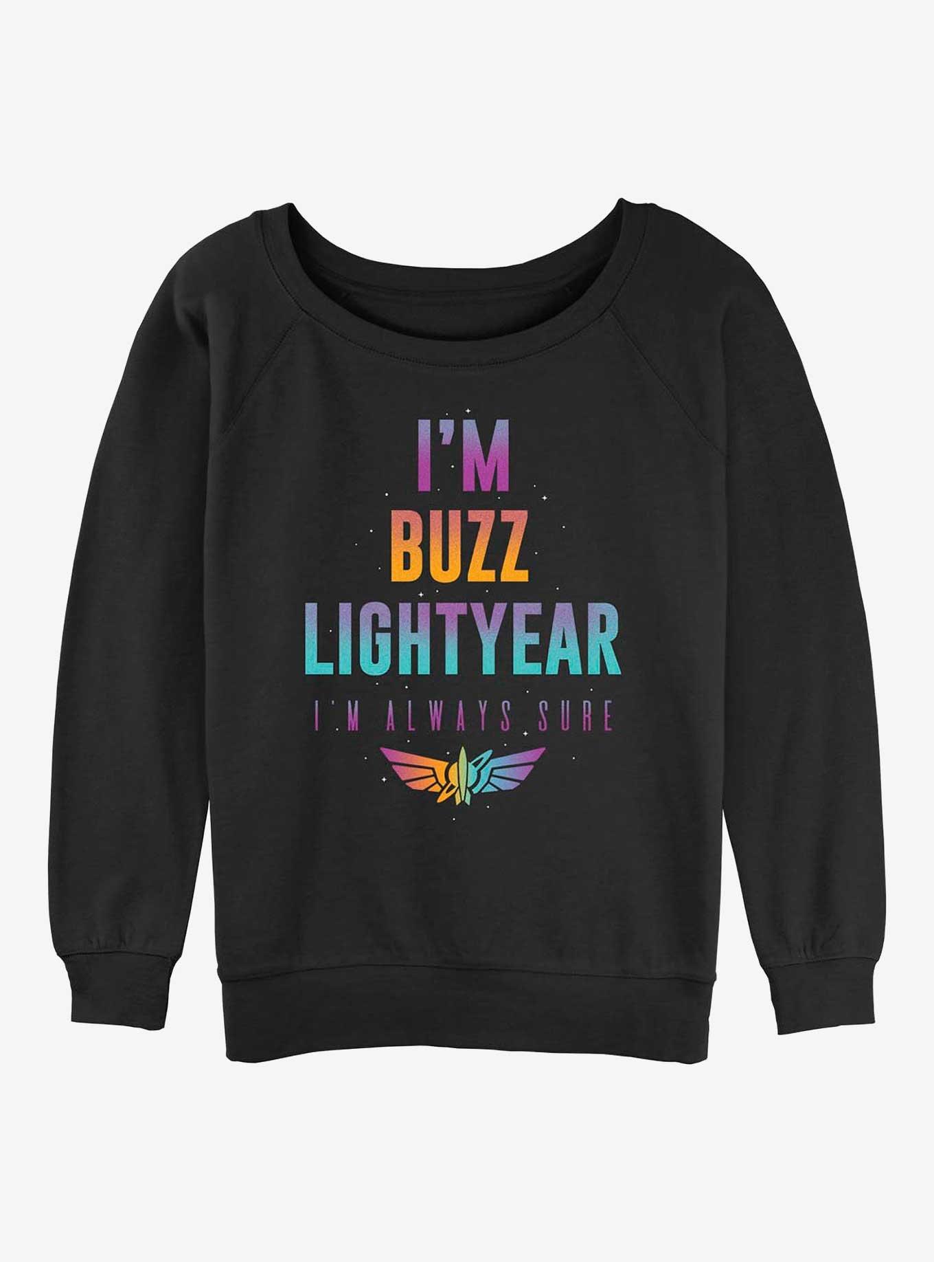 Disney Pixar Lightyear Buzz Is Always Sure Womens Slouchy Sweatshirt, BLACK, hi-res