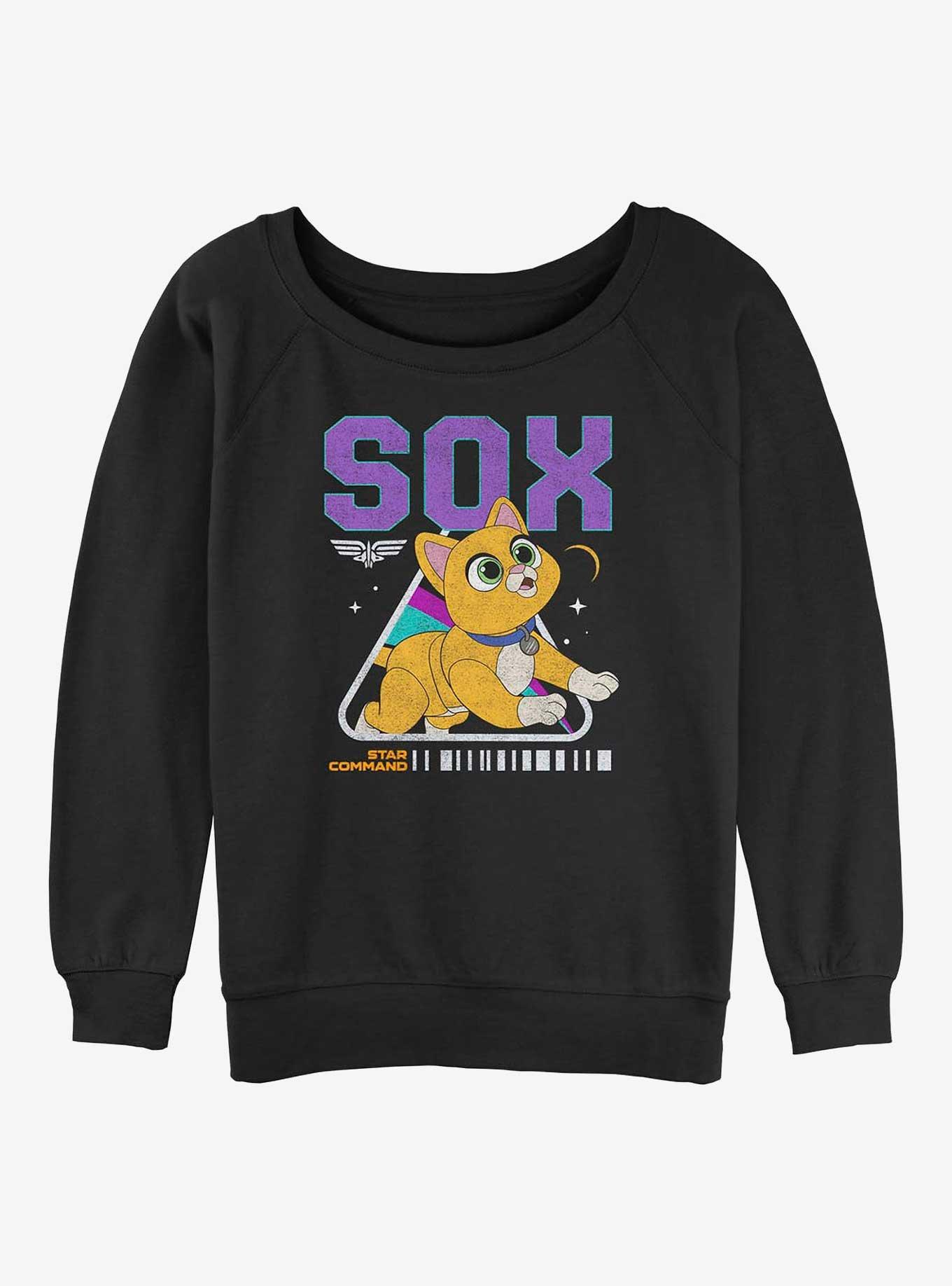 Disney Pixar Lightyear Sox Space Cat Womens Slouchy Sweatshirt, BLACK, hi-res
