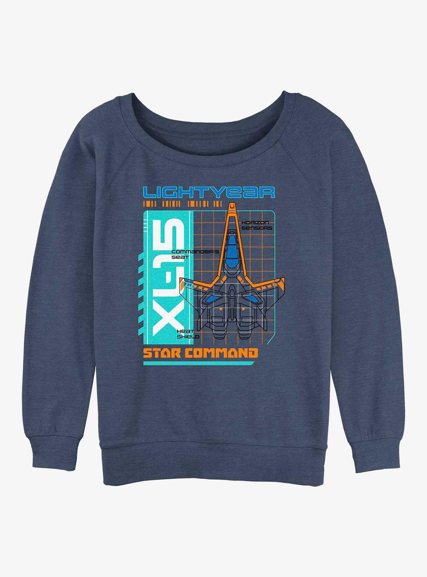 Disney Pixar Lightyear XL-15 Schematic Womens Slouchy Sweatshirt, BLUEHTR, hi-res