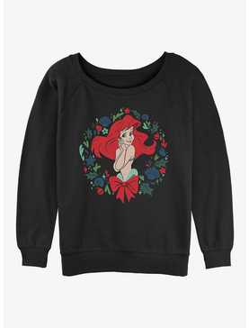 Disney The Little Mermaid Festive Ariel Wreath Womens Slouchy Sweatshirt, , hi-res