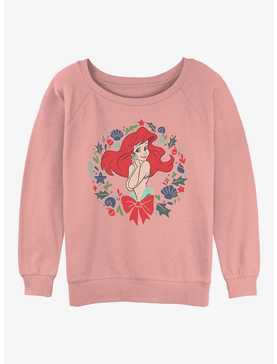 Disney The Little Mermaid Festive Ariel Wreath Womens Slouchy Sweatshirt, , hi-res