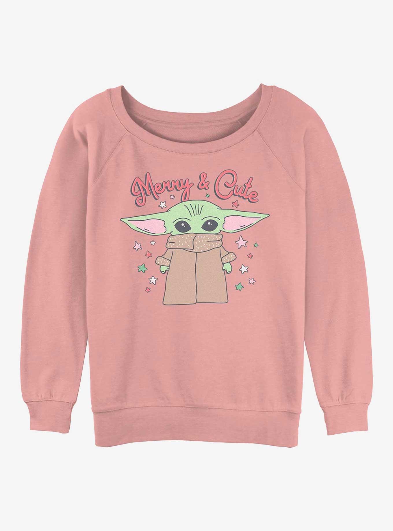 Star Wars The Mandalorian Merry and Cute Child Womens Slouchy Sweatshirt, DESERTPNK, hi-res