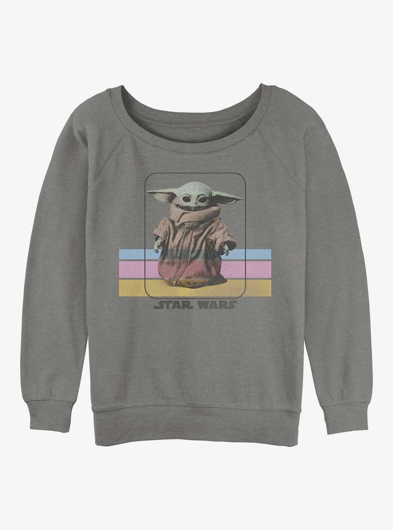 Star Wars The Mandalorian Retro Child Womens Slouchy Sweatshirt, GRAY HTR, hi-res